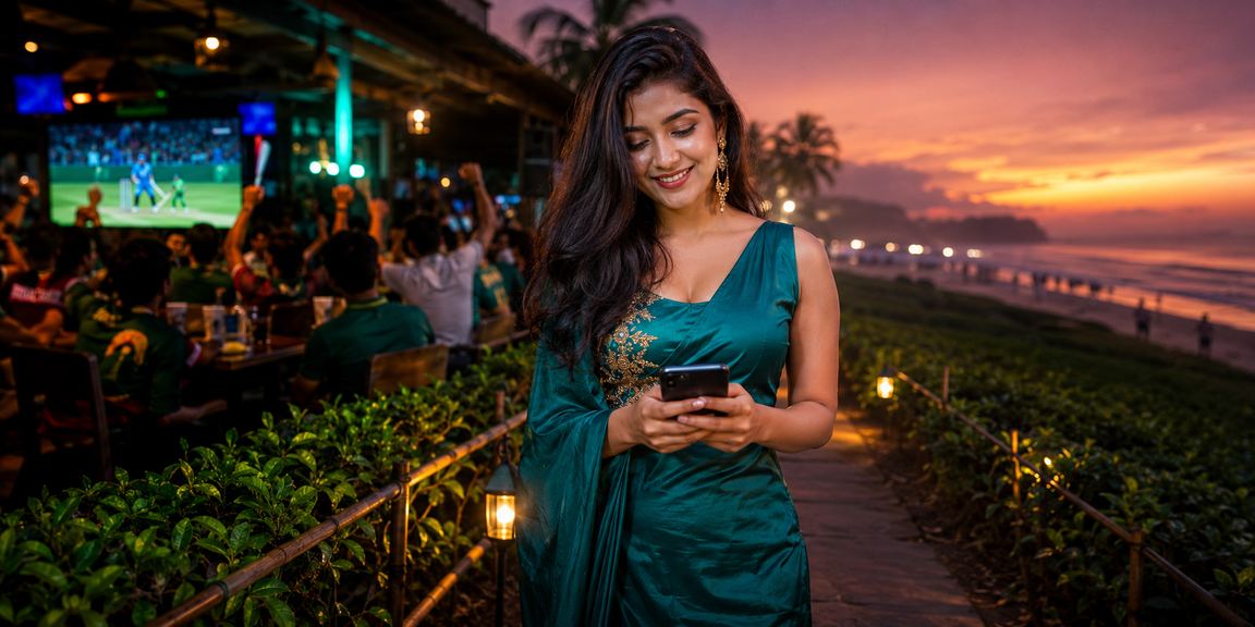 কক্সবাজারে চা বাগানের পাশে ক্রিকেট বেটিং অডস দেখছেন একজন